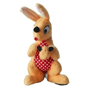 Vintage 1960s Kangaroo With Joey Stuffed Animal Plushie Ganz Bros Carnival Prize